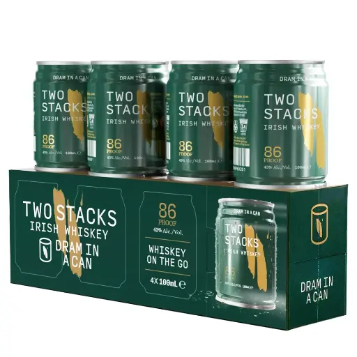 [101-0020-01-DP] Two Stacks Irish Whiskey - Dram In A Can First Cut (100ml 4PK)